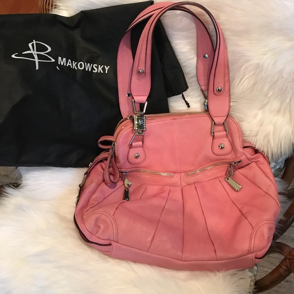 b. makowsky Handbags - B. Makowsky Dusty Rose Leather Shoulder Bag